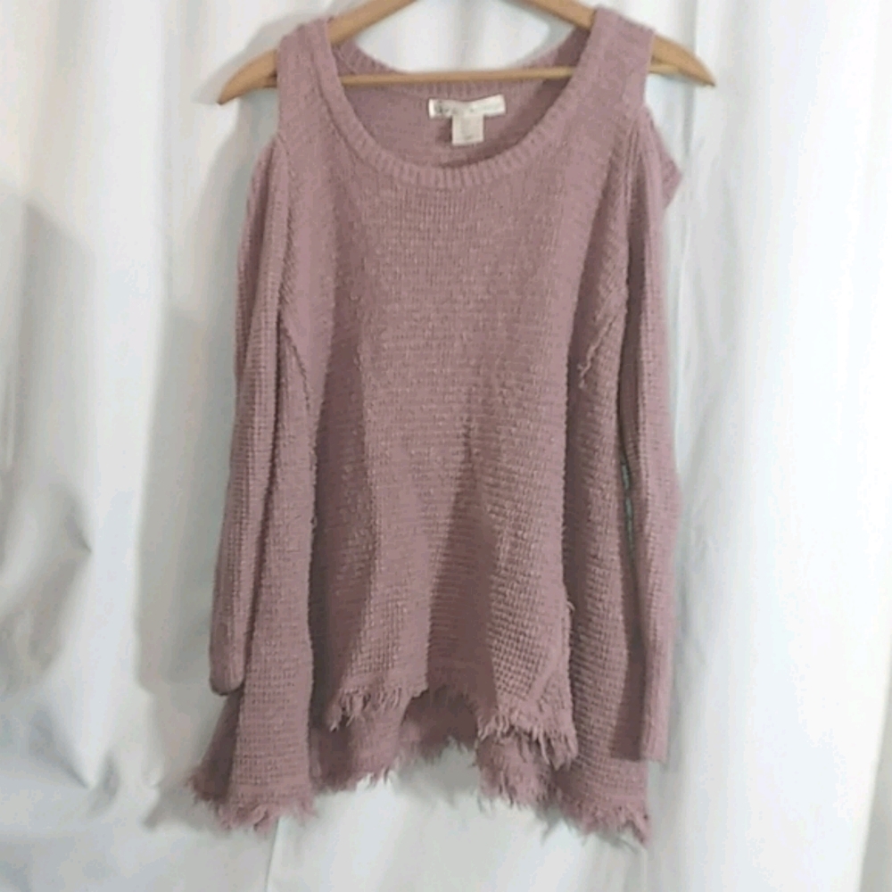 Kaisley Knit Boho Tunic Cold Shoulders & Raw Hem